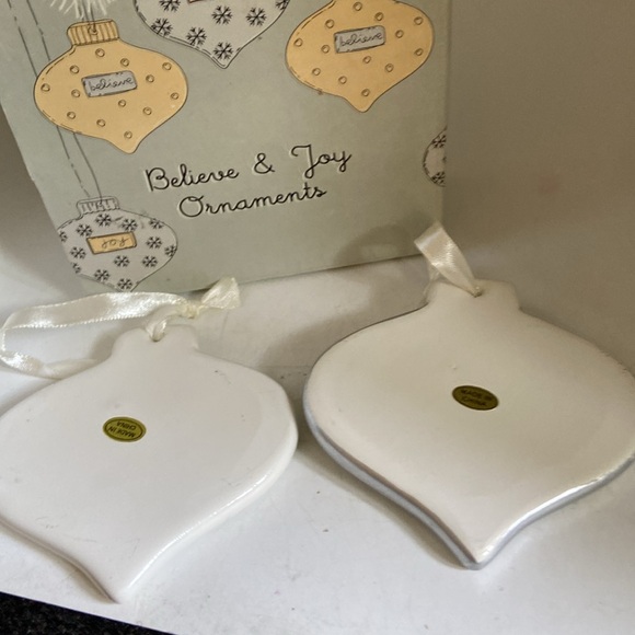 Ornaments Two of them’joy’ & believe’ very thin grey & white new condition - Picture 2 of 5